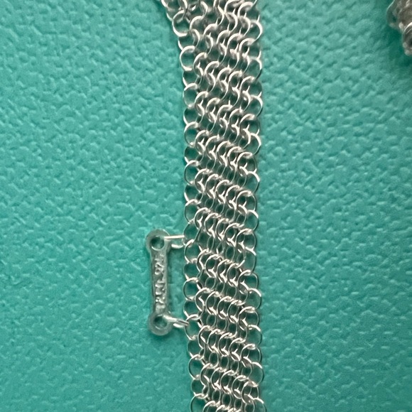 🌸 Authentic Tiffany & Co. Peretti Open Heart Pendant On Mesh Chain - Picture 8 of 10